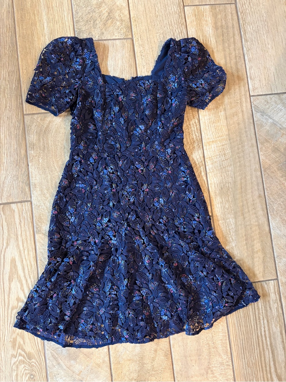 Shoshanna Floral Lace Puff-Sleeve Mini Dress
